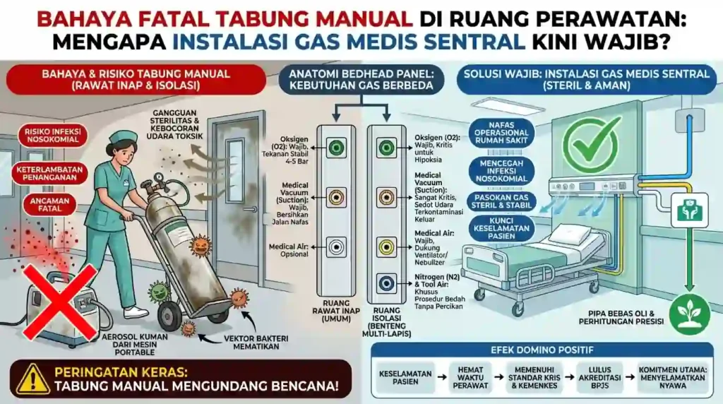 bahaya jika kamar rumah sakit masih menggunakan gas manual