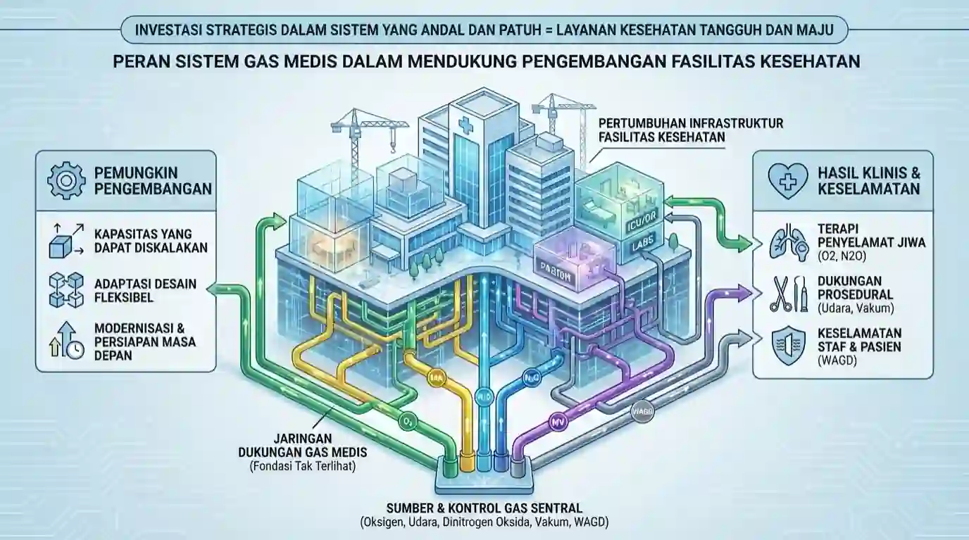 Infografis peran sistem gas medis dalam mendukung pengembangan fasilitas kesehatan