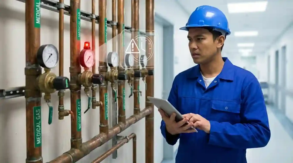 perbaikan darurat untuk mengatasi bahaya instalasi gas medis dirumah sakit