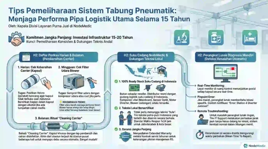 visualisasi perawatan pneumatic tube agar awet hingga jangka panjang