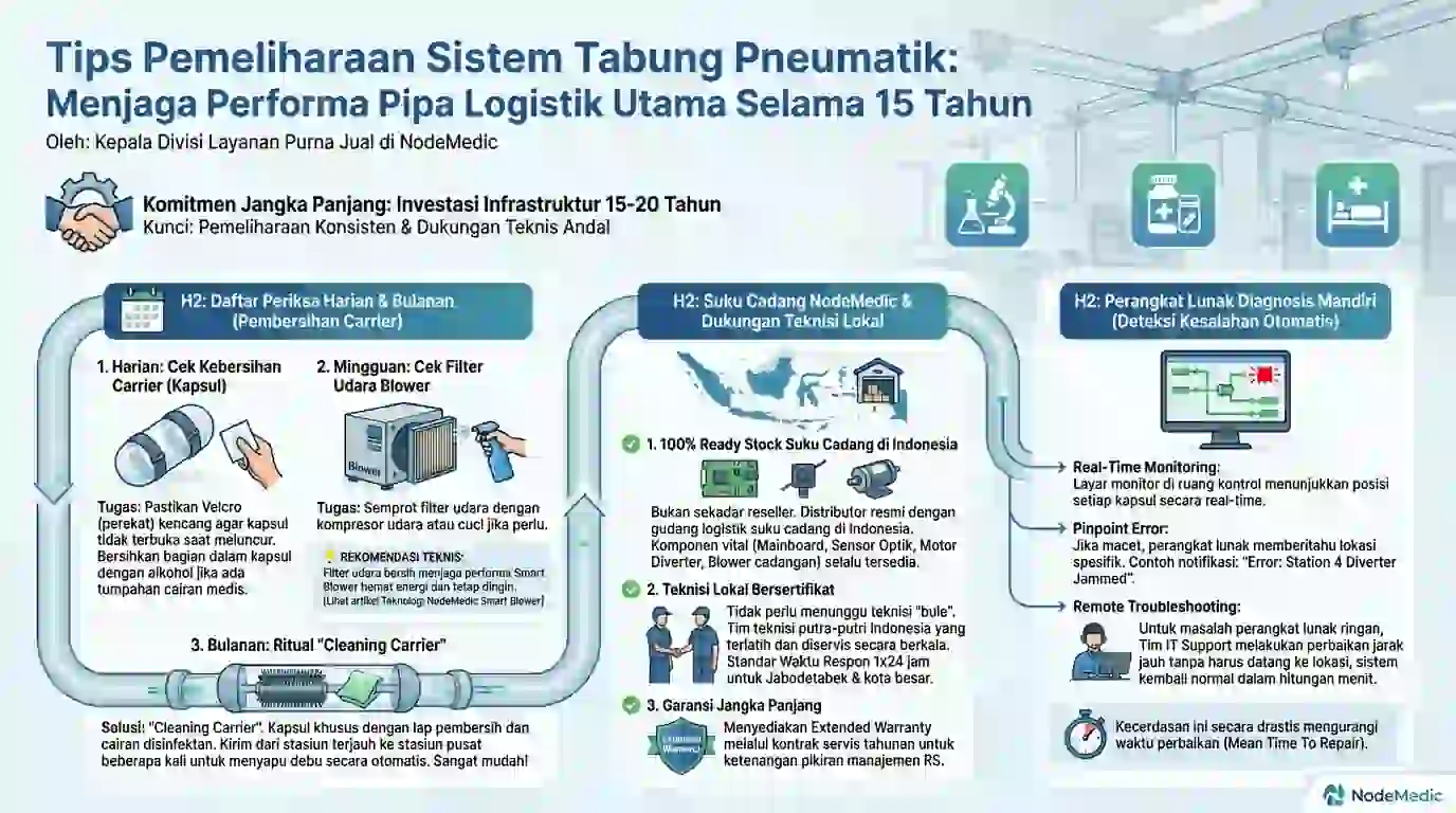 visualisasi perawatan pneumatic tube agar awet hingga jangka panjang