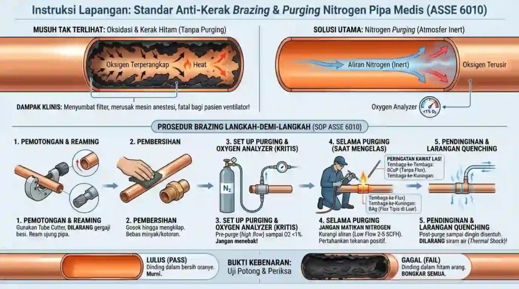 visualisasi standar instalasi gas medis pengelasan pipa gas medis