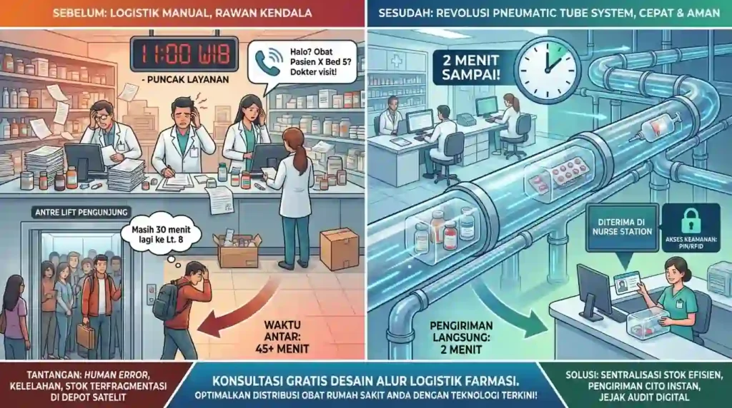 perbandingan rumah sakit manual dan pnuematic tube