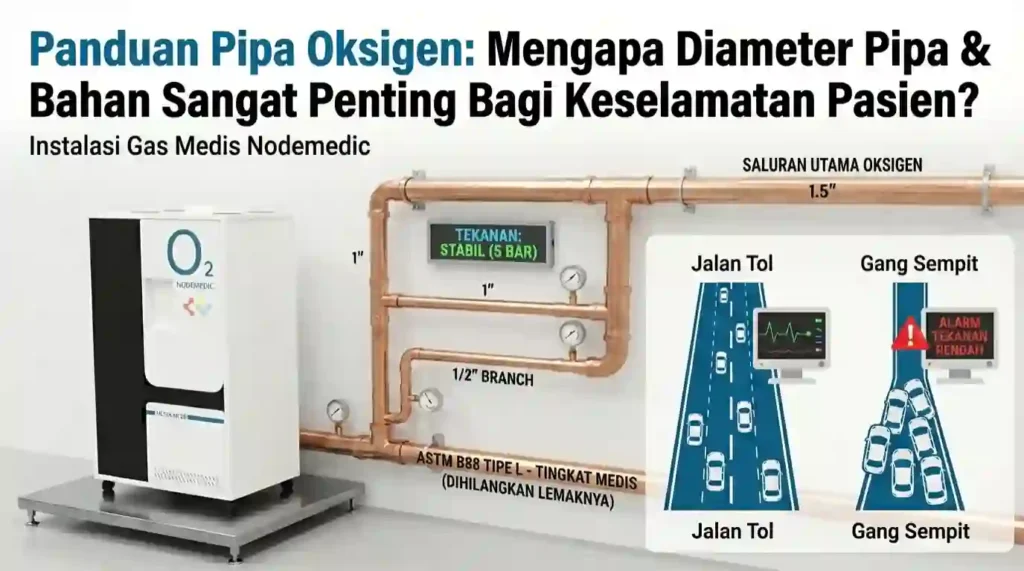 pentingnya diameter pipa untuk gas medis oksigen